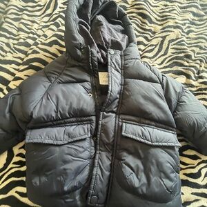 Zara Kids Black Hooded Puffer Coat
